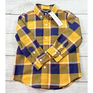 Janie and Jack Golden Glow Plaid Long Sleeve Shirt Top Cotton Size 18-24 Months